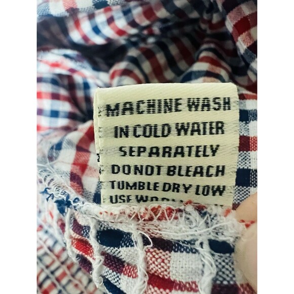 SIM & SAM Puff Sleeve Gingham Crop Top S Smock back Cowgirl Cottagecore Patriot - Picture 9 of 9